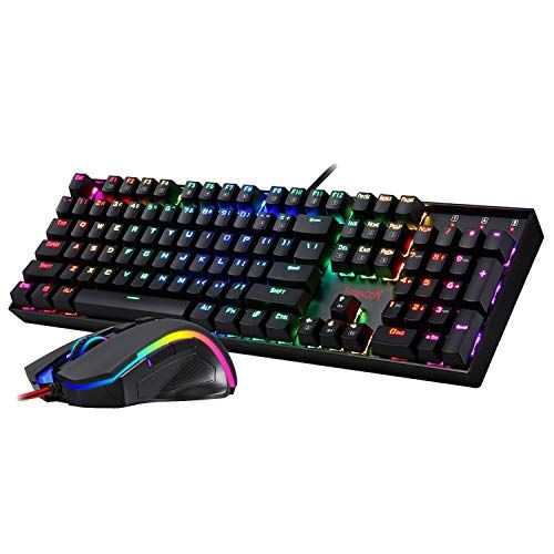  Redragon K551-RGB-BA Mechanical Gaming Keyboard and Mouse Combo Wired RGB LED Backlit 104 Key Keyboard & 7200 DPI Mouse for Windows PC Gamers (104 Key Keyboard Mouse Set)