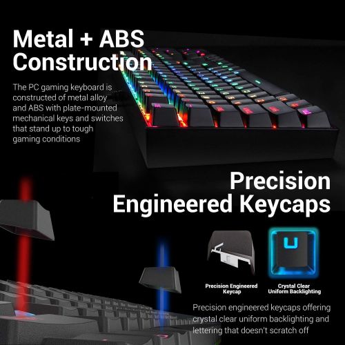  Redragon K551-RGB-BA Mechanical Gaming Keyboard and Mouse Combo Wired RGB LED Backlit 104 Key Keyboard & 7200 DPI Mouse for Windows PC Gamers (104 Key Keyboard Mouse Set)