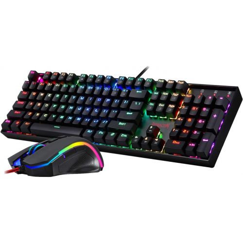  Redragon K551-RGB-BA Mechanical Gaming Keyboard and Mouse Combo Wired RGB LED Backlit 104 Key Keyboard & 7200 DPI Mouse for Windows PC Gamers (104 Key Keyboard Mouse Set)