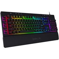 Redragon K512 Shiva RGB Backlit Membrane Gaming Keyboard with Multimedia Keys, Linear Mechanical-Feel Switch, 6 Extra On-Board Macro Keys, Dedicated Media Control, Detachable Wrist