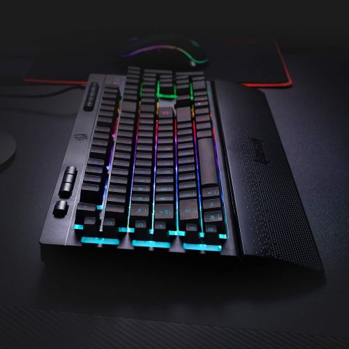  Redragon K512 Shiva RGB Backlit Membrane Gaming Keyboard with Multimedia Keys, Linear Mechanical-Feel Switch, 6 Extra On-Board Macro Keys, Dedicated Media Control, Detachable Wrist