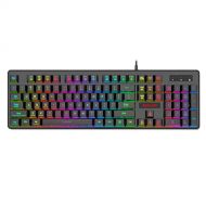 Redragon K509-RGB PC Gaming Keyboard 104 Key Quiet Low Profile RGB Keyboard Backlit Dyaus Mechanical Feel Keyboard for Windows PC (Without Edge Side Light Illumination)