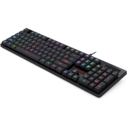  Redragon K509-RGB PC Gaming Keyboard 104 Key Quiet Low Profile RGB Keyboard Backlit Dyaus Mechanical Feel Keyboard for Windows PC (Without Edge Side Light Illumination)