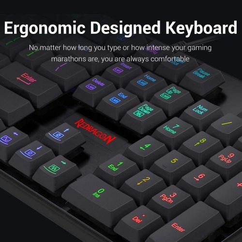  Redragon K509-RGB PC Gaming Keyboard 104 Key Quiet Low Profile RGB Keyboard Backlit Dyaus Mechanical Feel Keyboard for Windows PC (Without Edge Side Light Illumination)