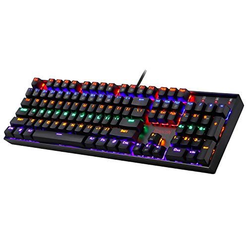  Redragon K551 Mechanical Gaming Keyboard RGB LED Rainbow Backlit Wired Keyboard with Red Switches for Windows Gaming PC (104 Keys, Black)