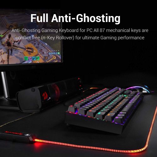  Redragon K551 Mechanical Gaming Keyboard RGB LED Rainbow Backlit Wired Keyboard with Red Switches for Windows Gaming PC (104 Keys, Black)