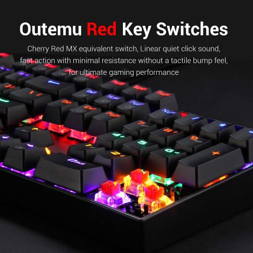  Redragon K551 Mechanical Gaming Keyboard RGB LED Rainbow Backlit Wired Keyboard with Red Switches for Windows Gaming PC (104 Keys, Black)