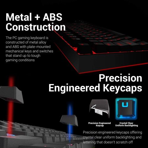  Redragon K552-RGB-BA Mechanical Gaming Keyboard and Mouse Combo Wired RGB LED Backlit 60% with Arrow Key Keyboard & 7200 DPI Mouse for Windows PC Gamers (Tenkeyless Keyboard Mouse