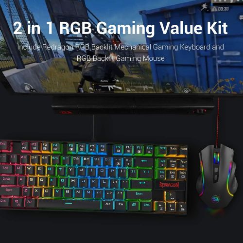  Redragon K552-RGB-BA Mechanical Gaming Keyboard and Mouse Combo Wired RGB LED Backlit 60% with Arrow Key Keyboard & 7200 DPI Mouse for Windows PC Gamers (Tenkeyless Keyboard Mouse