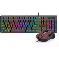 Redragon S107 Gaming Keyboard and Mouse Combo Wired Mechanical Feel RGB LED Backlit Keyboard 3200 DPI Gaming Mouse for Windows PC (Black)