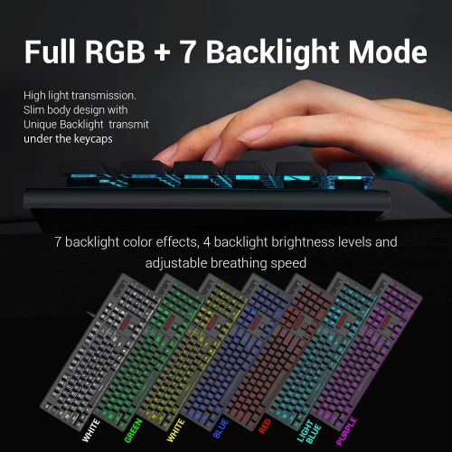 Redragon S107 Gaming Keyboard and Mouse Combo Wired Mechanical Feel RGB LED Backlit Keyboard 3200 DPI Gaming Mouse for Windows PC (Black)