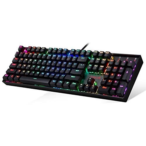  Redragon K551 Mechanical Gaming Keyboard RGB LED Backlit Wired Keyboard with Blue Switches for Windows Gaming PC (104 Keys, Black)