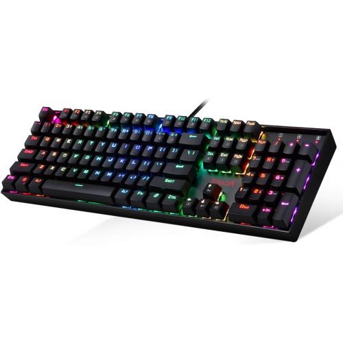  Redragon K551 Mechanical Gaming Keyboard RGB LED Backlit Wired Keyboard with Blue Switches for Windows Gaming PC (104 Keys, Black)