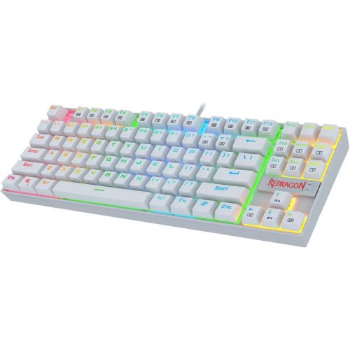  Redragon K552 Mechanical Gaming Keyboard RGB LED Backlit Wired with Anti-Dust Proof Switches for Windows PC (White, 87 Key Blue Switches)