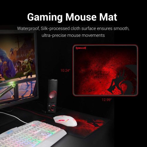  Redragon S101 Wired RGB Backlit Gaming Keyboard and Mouse, Gaming Mouse Pad, Gaming Headset Combo All in ONE PC Gamer Bundle for Windows PC ? (White)