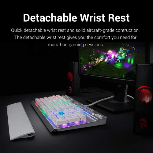  Redragon K550 Mechanical Gaming Keyboard, RGB LED Backlit with Brown Switches, Macro Recording, Wrist Rest, Volume Control, Full Size, Yama, USB Passthrough for Windows PC Gamer (W