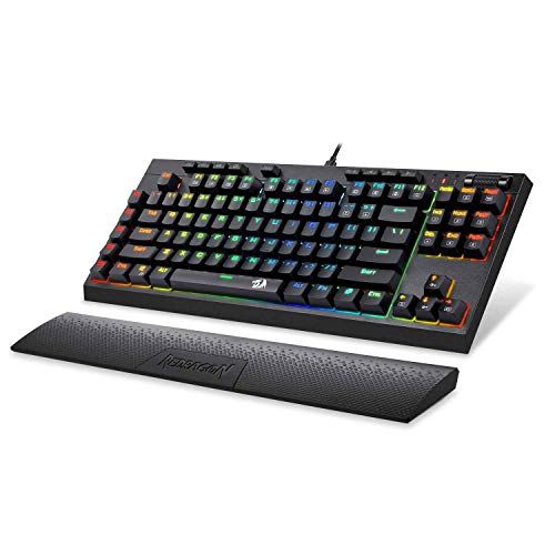  Redragon K588 RGB Backlit Mechanical Gaming Keyboard with Programmable Keys Macro Recording Optical Blue Switches Tenkeyless with Detachable Palm Rest & USB-C USB for Windows PC