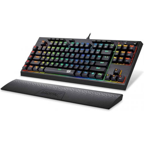  Redragon K588 RGB Backlit Mechanical Gaming Keyboard with Programmable Keys Macro Recording Optical Blue Switches Tenkeyless with Detachable Palm Rest & USB-C USB for Windows PC