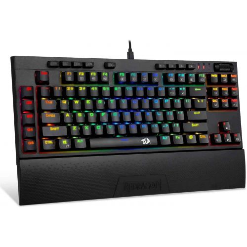  Redragon K588 RGB Backlit Mechanical Gaming Keyboard with Programmable Keys Macro Recording Optical Blue Switches Tenkeyless with Detachable Palm Rest & USB-C USB for Windows PC