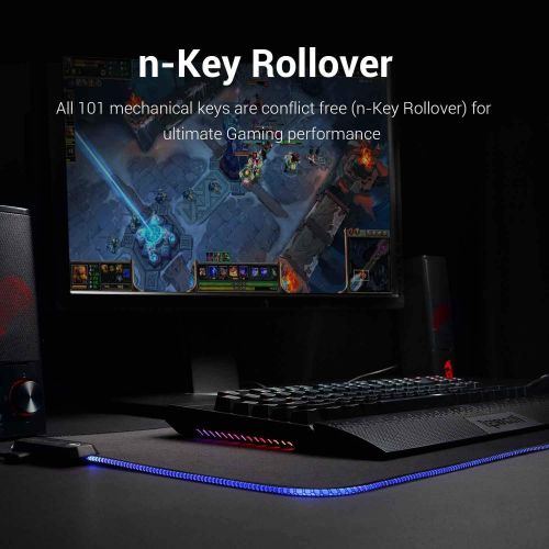  Redragon K588 RGB Backlit Mechanical Gaming Keyboard with Programmable Keys Macro Recording Optical Blue Switches Tenkeyless with Detachable Palm Rest & USB-C USB for Windows PC