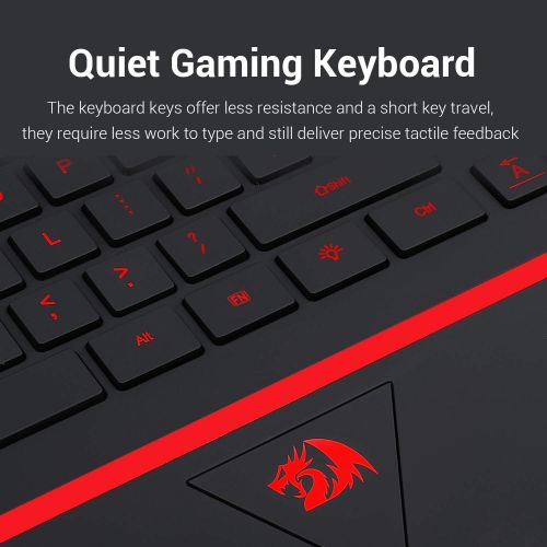  Redragon K502 RGB Gaming Keyboard RGB LED Backlit Illuminated 104 Key Silent Keyboard with Wrist Rest for Windows PC Games (RGB Backlit)