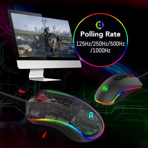  Redragon M711-FPS Cobra FPS Optical Switch (LK) Gaming Mouse, Wired RGB Gamer Mouse w/ 50 Million Click Lifespan, Onboard 16,000 DPI (32,000 via Software) and 7 Programmable Macro