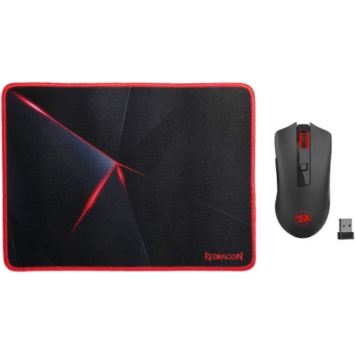  Redragon M652-BA Wireless Gaming Mouse and Mouse Pad Set, 2.4G Wireless Optical Mouse with 2400 DPI and Mouse Pad Combo for Notebook, PC, Laptop, Computer, Mac