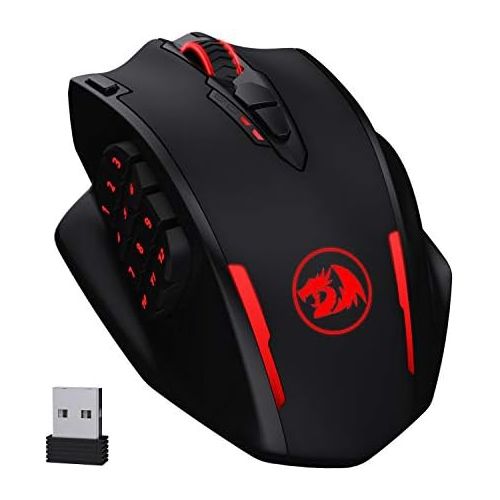  Redragon M913 Impact Elite Wireless Gaming Mouse, 16000 DPI Wired/Wireless RGB Gamer Mouse with 16 Programmable Buttons, 45 Hr Battery and Pro Optical Sensor, 12 Side Buttons MMO M