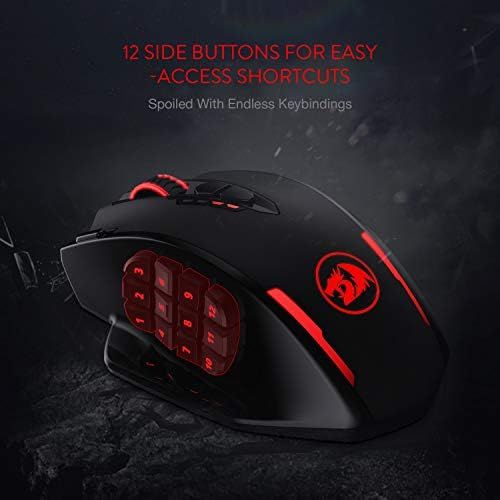  Redragon M913 Impact Elite Wireless Gaming Mouse, 16000 DPI Wired/Wireless RGB Gamer Mouse with 16 Programmable Buttons, 45 Hr Battery and Pro Optical Sensor, 12 Side Buttons MMO M