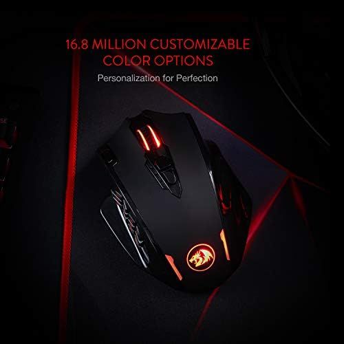  Redragon M913 Impact Elite Wireless Gaming Mouse, 16000 DPI Wired/Wireless RGB Gamer Mouse with 16 Programmable Buttons, 45 Hr Battery and Pro Optical Sensor, 12 Side Buttons MMO M