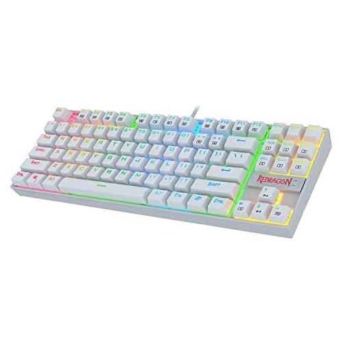  Redragon K552 Mechanical Gaming Keyboard 60% Compact 87 Key Kumara Wired Cherry MX Blue Switches Equivalent for Windows PC Gamers (RGB Backlit White)