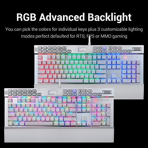  Redragon K550 Mechanical Gaming Keyboard, RGB LED Backlit with Brown Switches, Macro Recording, Wrist Rest, Volume Control, Full Size, Yama, USB Passthrough for Windows PC Gamer (W