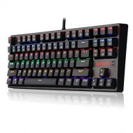Redragon K576R DAKSA Mechanical Gaming Keyboard Wired USB LED Rainbow Backlit Compact Mechanical Gamers Keyboard 87 Keys for PC Computer Laptop Cherry Blue Switches Equivalent (Bla