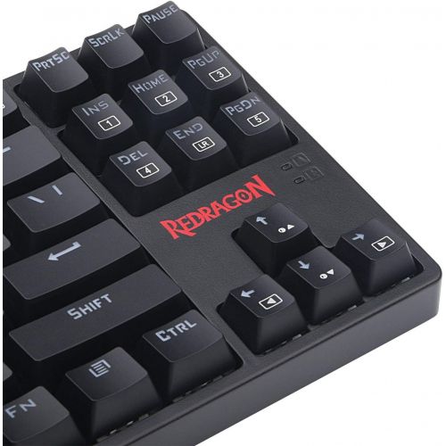  Redragon K576R DAKSA Mechanical Gaming Keyboard Wired USB LED Rainbow Backlit Compact Mechanical Gamers Keyboard 87 Keys for PC Computer Laptop Cherry Blue Switches Equivalent (Bla