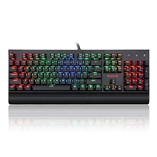  Redragon K557 RGB Backlit Mechanical Gaming Keyboard with Blue Switches, Aluminum Base, Anti-ghosting 104 Keys