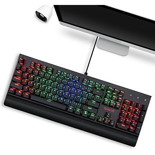  Redragon K557 RGB Backlit Mechanical Gaming Keyboard with Blue Switches, Aluminum Base, Anti-ghosting 104 Keys