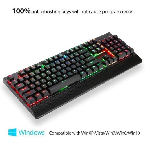  Redragon K557 RGB Backlit Mechanical Gaming Keyboard with Blue Switches, Aluminum Base, Anti-ghosting 104 Keys