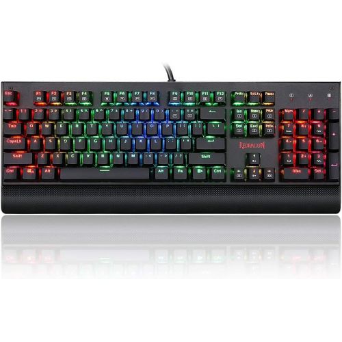  Redragon K557 RGB Backlit Mechanical Gaming Keyboard with Blue Switches, Aluminum Base, Anti-ghosting 104 Keys