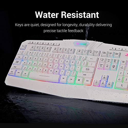  Redragon K503 PC Gaming Keyboard, RGB LED Backlit, Wired, Multimedia Keys, Silent USB Keyboard with Wrist Rest for Windows PC Games (White)