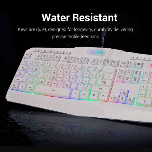  Redragon K503 PC Gaming Keyboard, RGB LED Backlit, Wired, Multimedia Keys, Silent USB Keyboard with Wrist Rest for Windows PC Games (White)