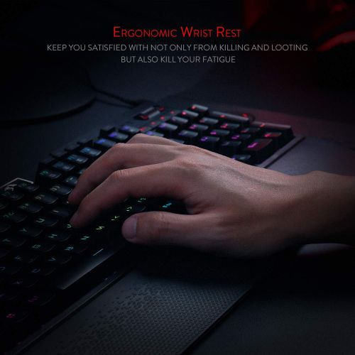  Redragon K586 Brahma RGB Mechanical Gaming Keyboard with Blue Switches, 10 Dedicated Macro Keys, Convenient Media Control, and Detachable Wrist Rest