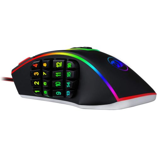  Redragon M990 Legend 24000 DPI High-Precision Programmable Laser Gaming Mouse for PC, MMO FPS, 16 Side Buttons, 5 Programmable User Profiles, 5 LED Lighting Modes (Black)