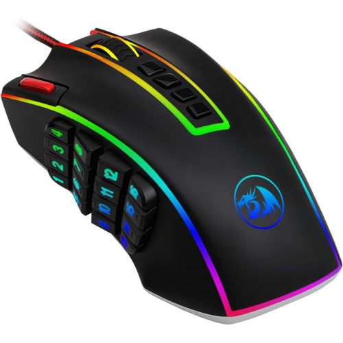  Redragon M990 Legend 24000 DPI High-Precision Programmable Laser Gaming Mouse for PC, MMO FPS, 16 Side Buttons, 5 Programmable User Profiles, 5 LED Lighting Modes (Black)