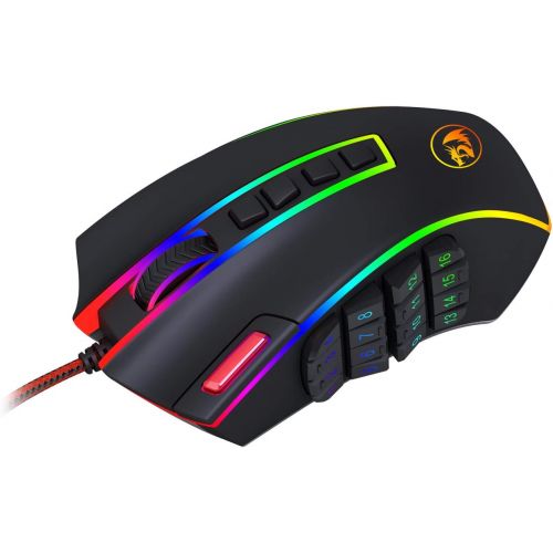  Redragon M990 Legend 24000 DPI High-Precision Programmable Laser Gaming Mouse for PC, MMO FPS, 16 Side Buttons, 5 Programmable User Profiles, 5 LED Lighting Modes (Black)