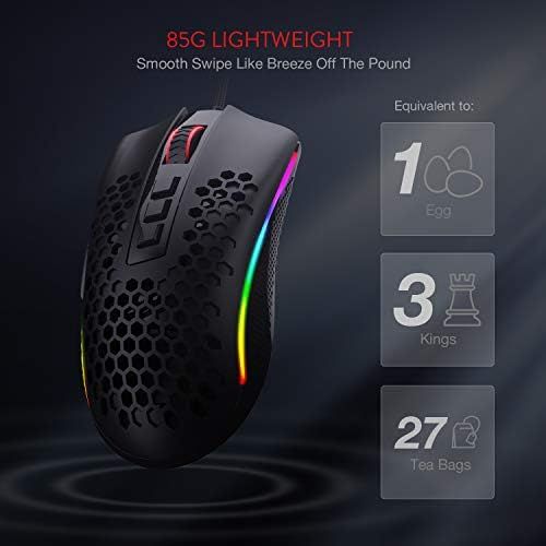  Redragon M808 Storm Lightweight RGB Gaming Mouse, 85g Ultralight Honeycomb Shell - 12,400 DPI Optical Sensor - 7 Programmable Buttons - Precise Registration - Super-Lite Cable