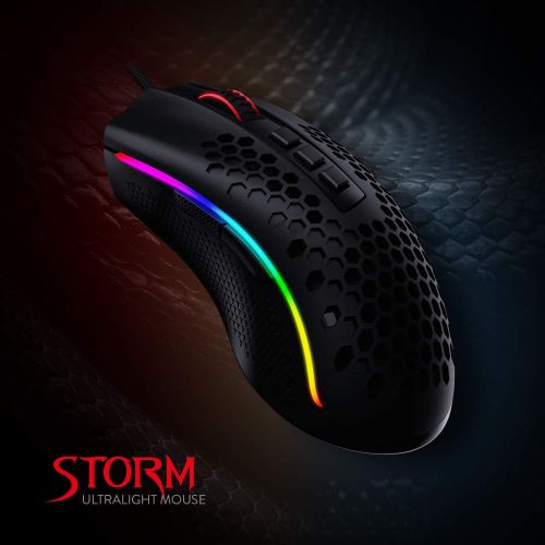  Redragon M808 Storm Lightweight RGB Gaming Mouse, 85g Ultralight Honeycomb Shell - 12,400 DPI Optical Sensor - 7 Programmable Buttons - Precise Registration - Super-Lite Cable