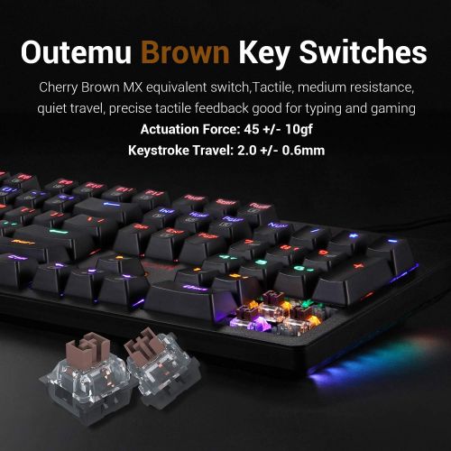  Redragon S117 Gaming Keyboard Mouse Combo Mechanical RGB Rainbow Backlit Keyboard Brown Switches RGB Gaming Mouse for Windows PC Gamers (104 Keys)