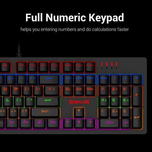  Redragon S117 Gaming Keyboard Mouse Combo Mechanical RGB Rainbow Backlit Keyboard Brown Switches RGB Gaming Mouse for Windows PC Gamers (104 Keys)