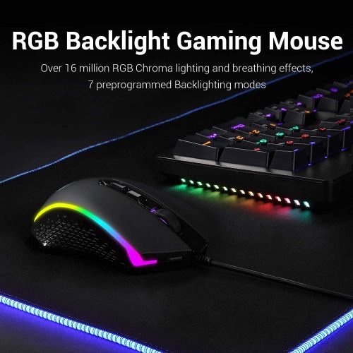  Redragon S117 Gaming Keyboard Mouse Combo Mechanical RGB Rainbow Backlit Keyboard Brown Switches RGB Gaming Mouse for Windows PC Gamers (104 Keys)