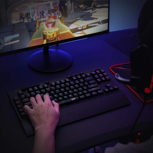  Redragon K596 Vishnu 2.4G Wireless/Wired RGB Mechanical Gaming Keyboard, 87 Keys TKL Compact Keyboard w/Durable Battery, 10 Onboard Macro Keys & Wrist Rest, 10H Play Time, Red Swit